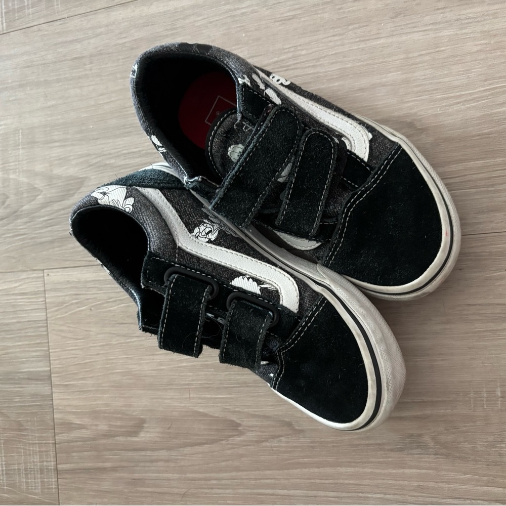 Vans Disney Mickey Mouse and Friends Kids Black and White Velcro Sneakers